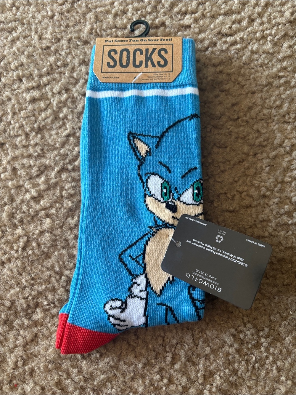 Bioworld Blue Sonic Character Crew Socks with Red Toe
